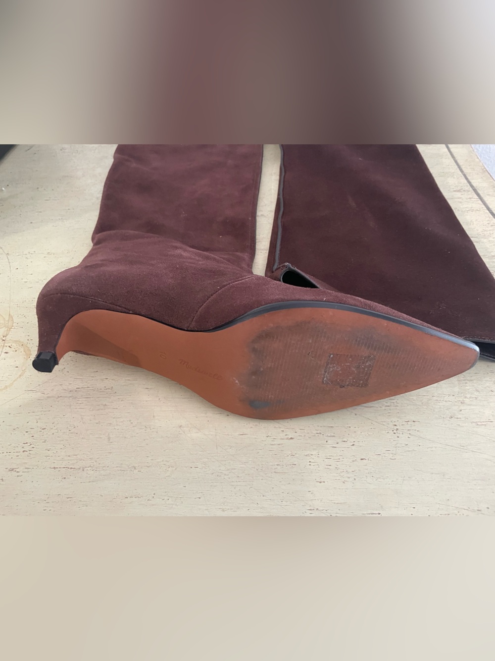 Madewell The Emilie Tall Boot in Suede Chocolate Raisin Size 10 $348 NX078 - Picture 7 of 7